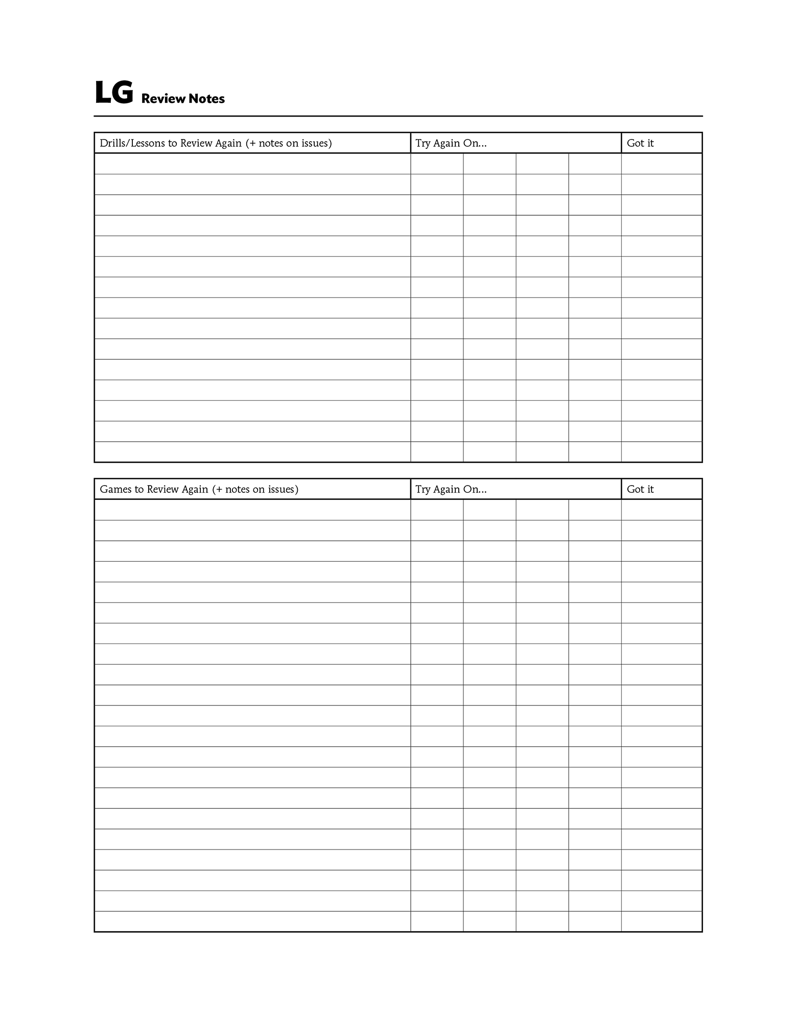 LSAT Notebook Pages