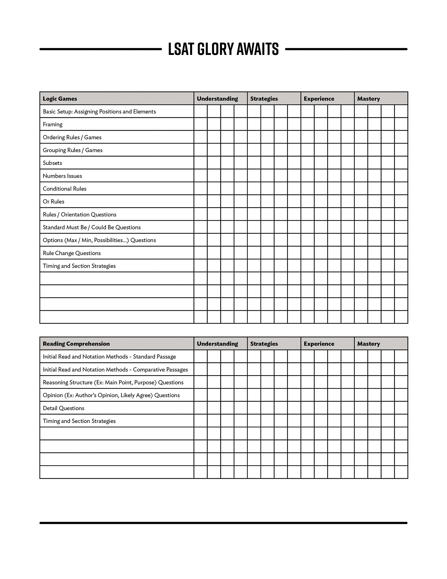 LSAT Readiness Checklist